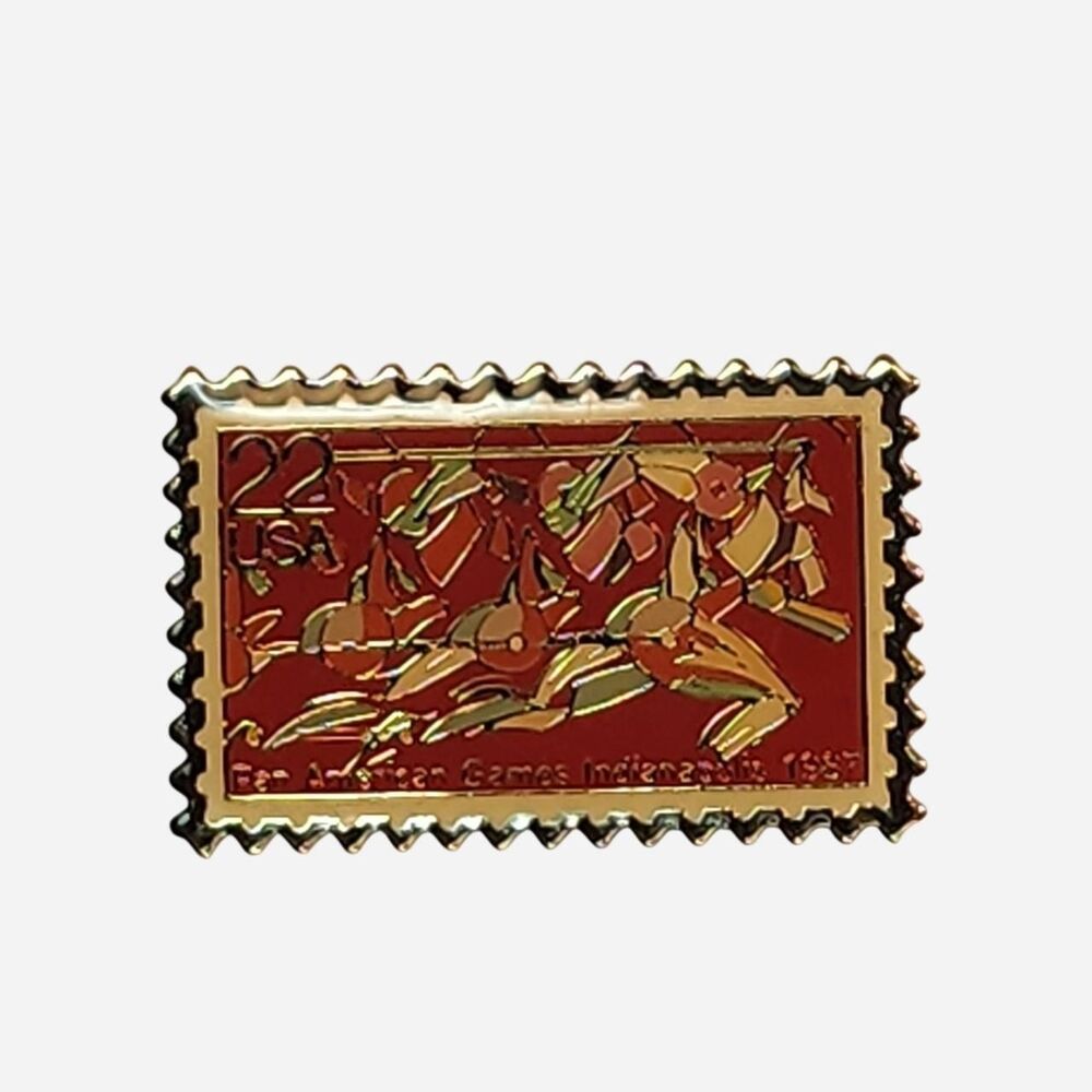 Pan American Games 1987 Postage Stamp Collectible Pin Brooch